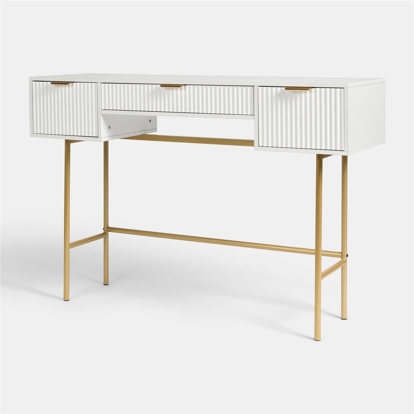 OHS Ribbed Dressing Table Engineered Wood Makeup Vanity Desk with 3 Drawers