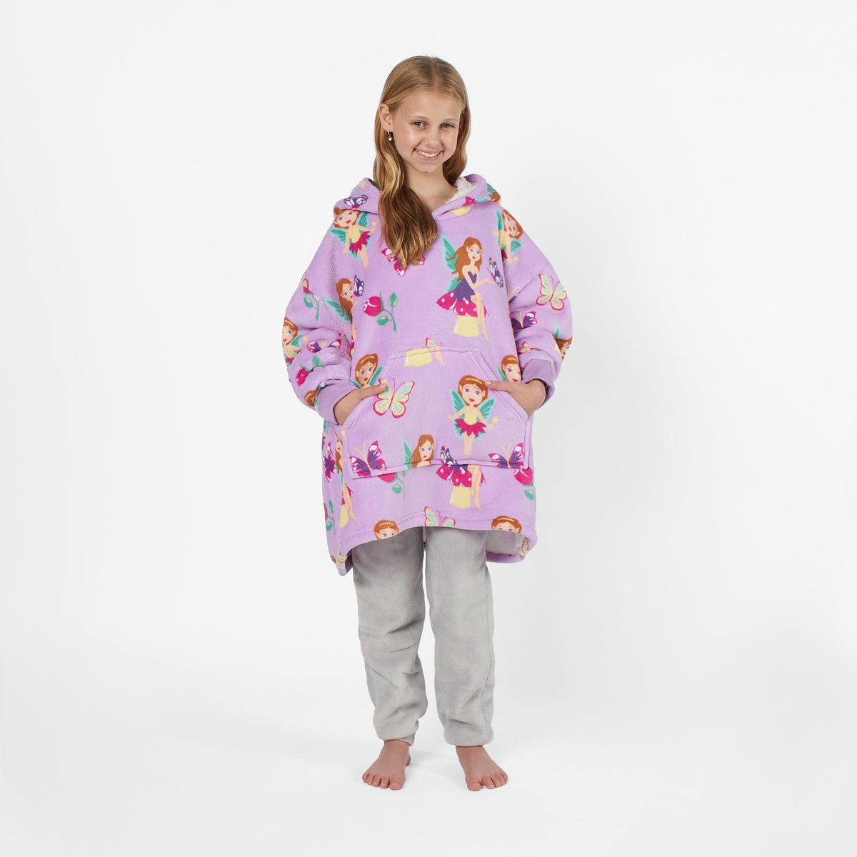 Kids Hoodie Blanket Oversized Sherpa Fleece Jumper Sweatshirt Soft Warm Throw
