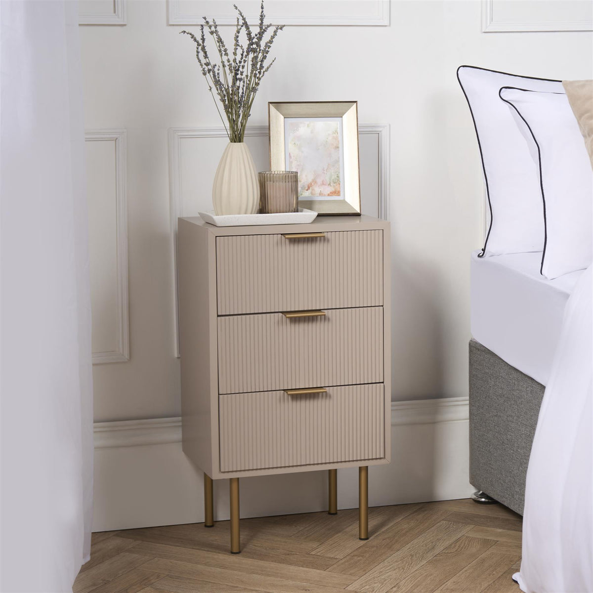 OHS Ribbed Drawer Unit Bedside Table 3/4/5/6 Draw Cabinet Nightstand Sideboard