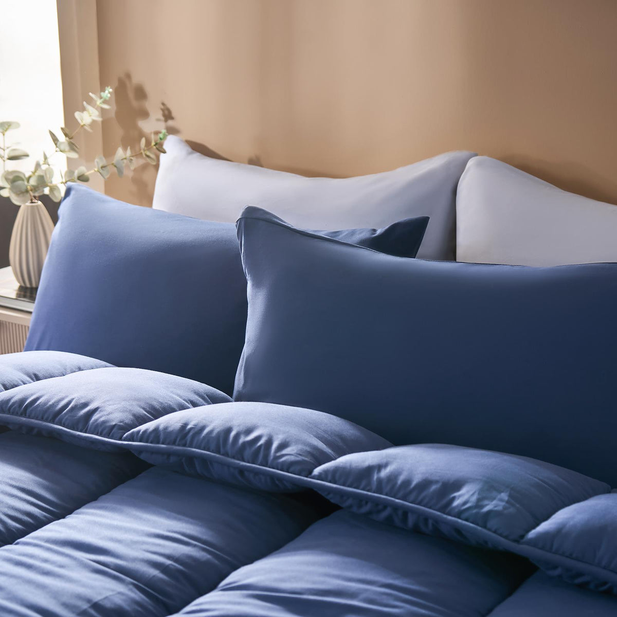 OHS Coverless Duvet & Pillowcase 10.5 Tog Bedding Set Easy Care Reversible