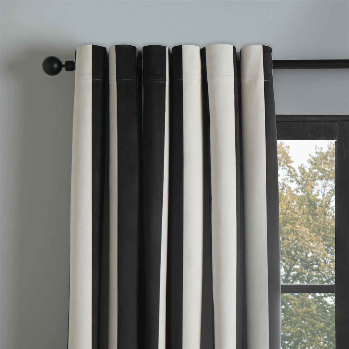 Stripe Blackout Eyelet Curtains Thermal Pair of Ring Top Panels Ready Made Décor