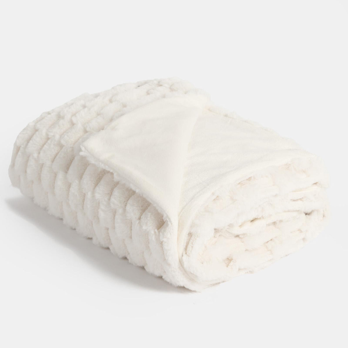 OHS Waffle Throw Bed Blanket Faux Fur Supersoft Warm Fleece Cosy Plush