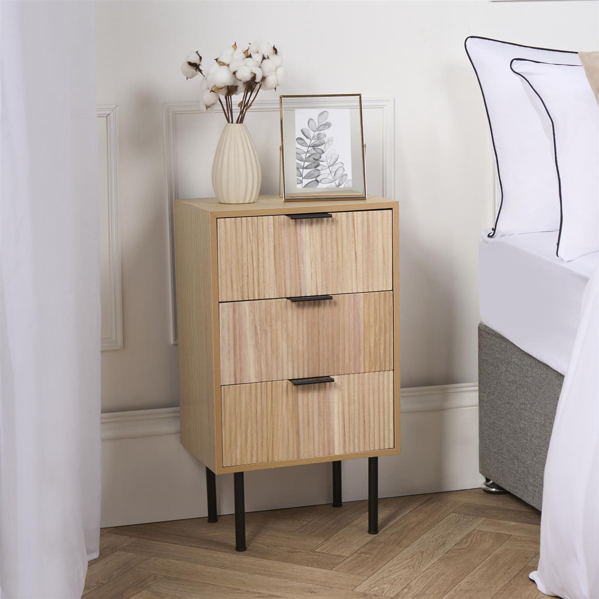 OHS Ribbed Drawer Unit Bedside Table 3/4/5/6 Draw Cabinet Nightstand Sideboard