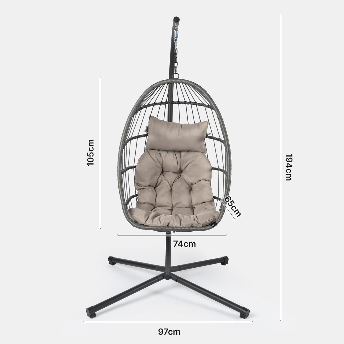 OHS Hanging Egg Chair Outdoor Garden Furniture Patio Seat Hammock Pod Seat Swing