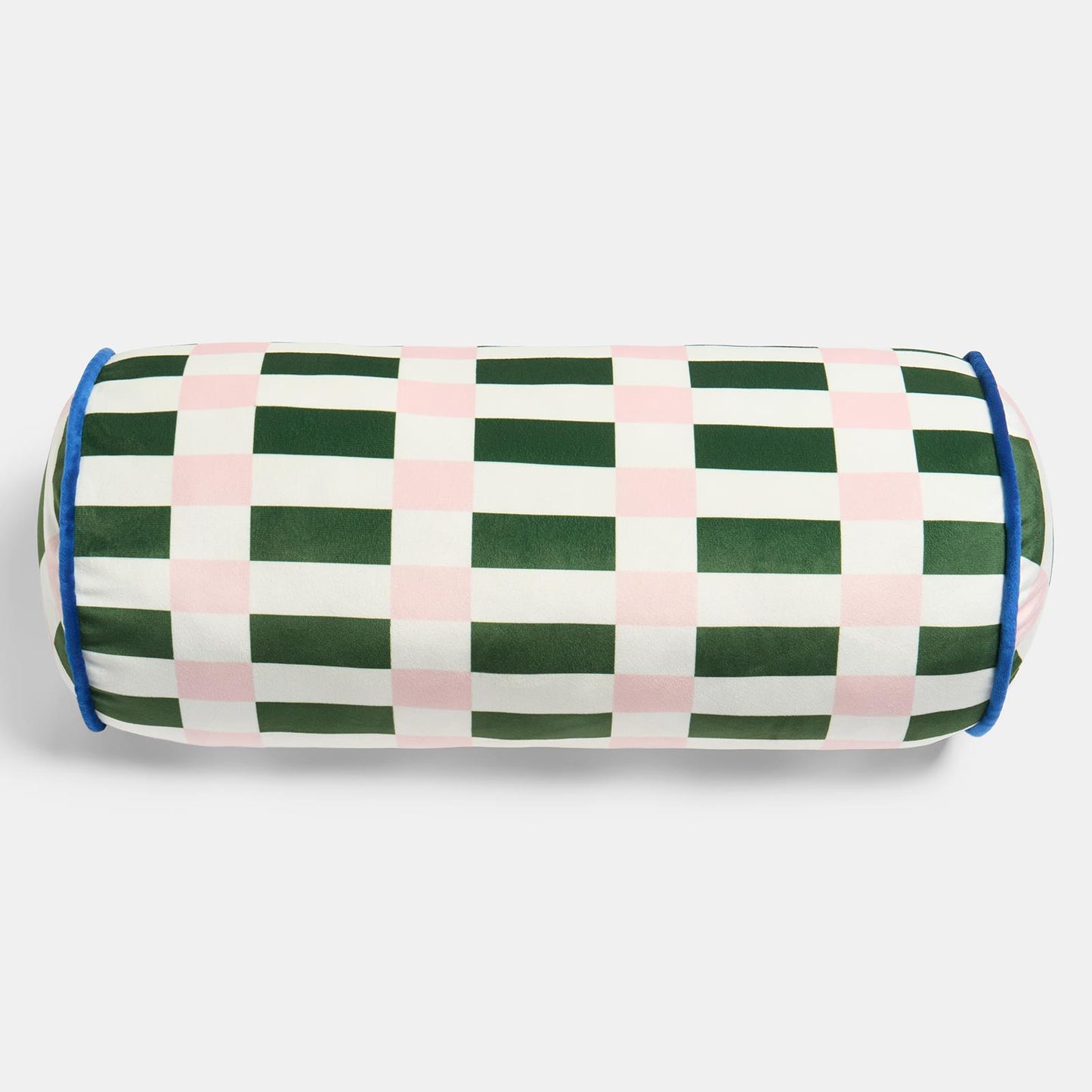 OHS Checkerboard Print Bolster Pillow Piped Matte Velvet Back Support Cushion