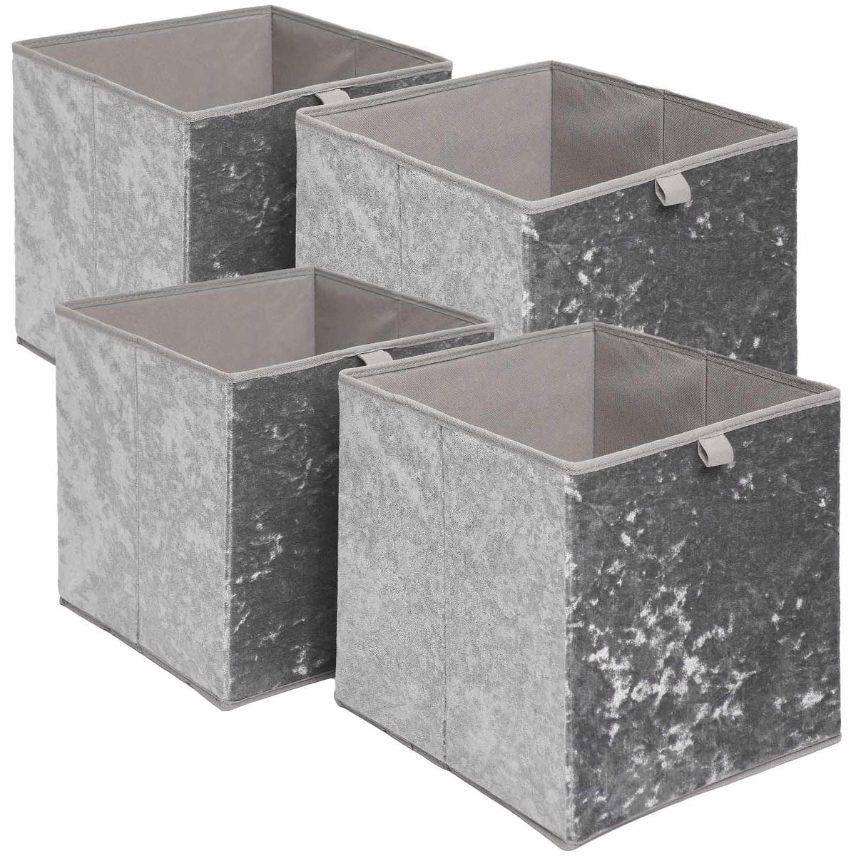 OHS Crushed Velvet Storage Boxes Cube Set Square Foldable Folding Toys Clothes