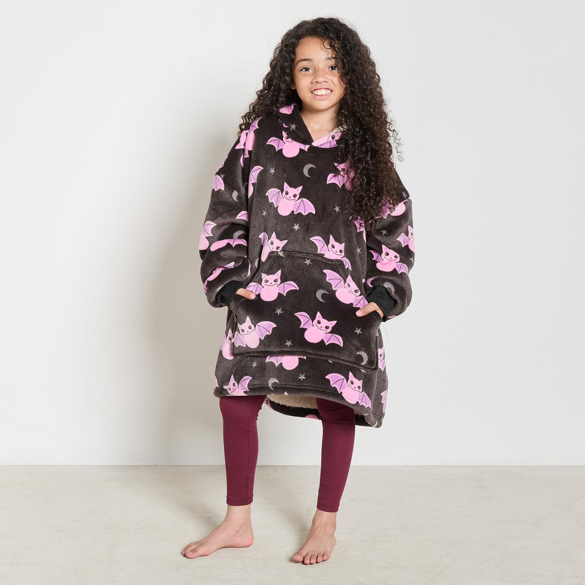 OHS Kids Hoodie Blanket Halloween Prints Sherpa Lined Wearable Throw