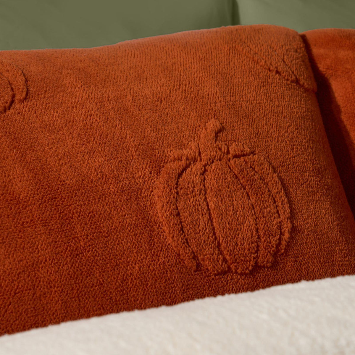 OHS Pumpkin Tufted Duvet Cover Set Halloween Autumn Teddy Fleece Bedding