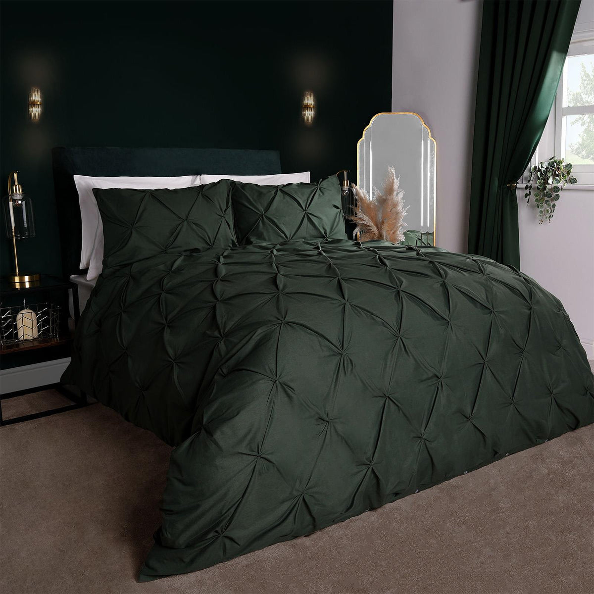 Pintuck Duvet Cover Pillowcase Pleated Polycotton Bedding Set Single Double King
