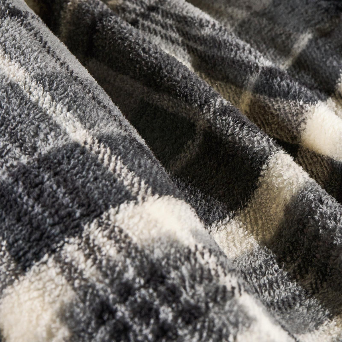 OHS Tartan Check Teddy Fleece Thermal Duvet Cover Bedding Set