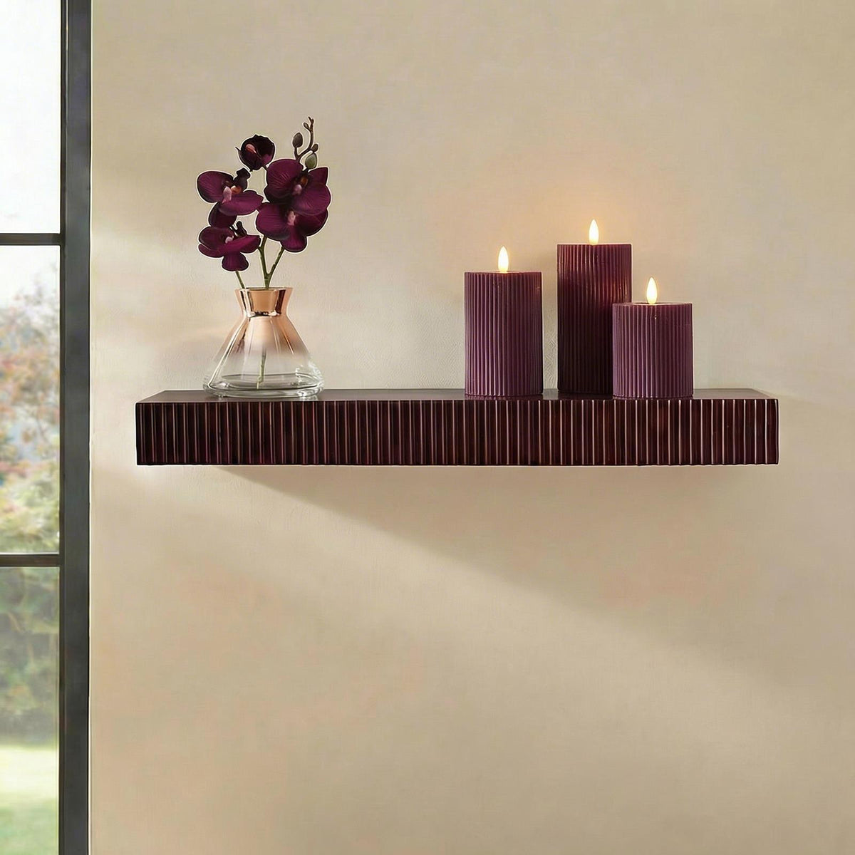 OHS Ribbed Floating Shelf Wall Storage Organiser Home Living Room Decor