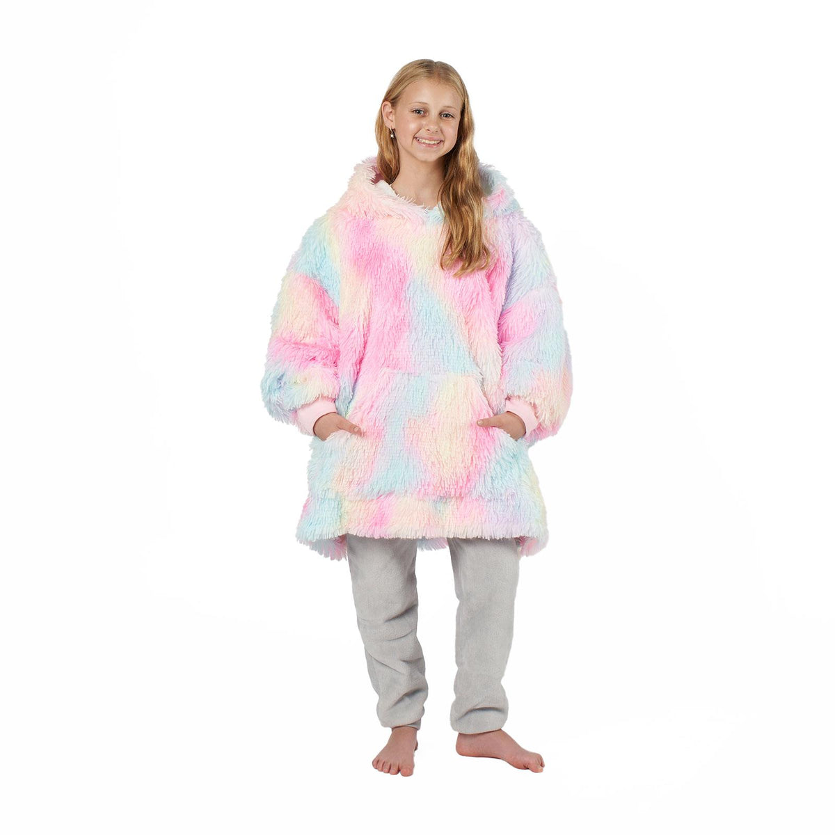 Hoodie Blanket Fluffy Long Fibre Sherpa Fleece Kids Oversized Sweatshirt Throw