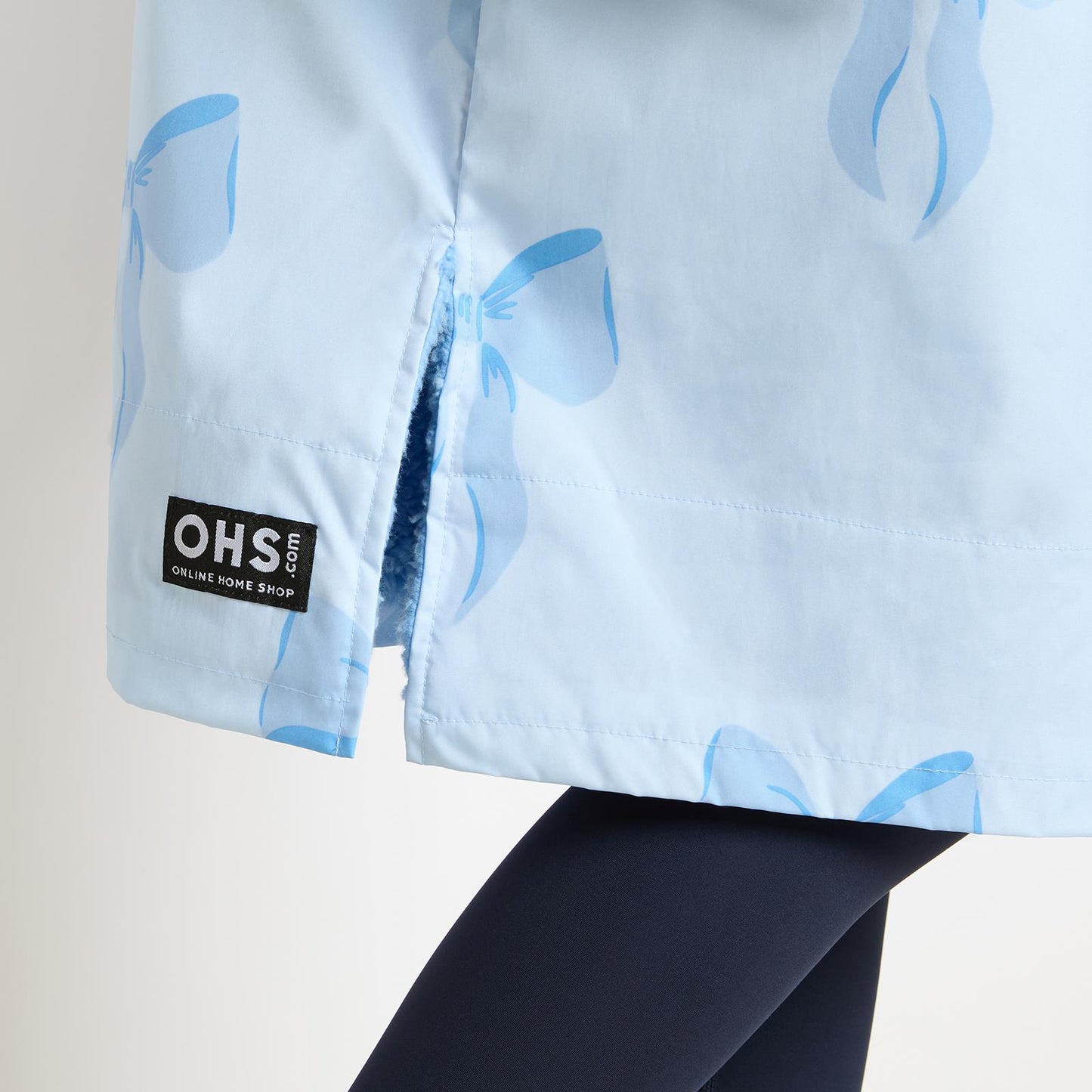 OHS Bows Print Drying Changing Robe Sherpa Lined Water Resistant Oversized Coat