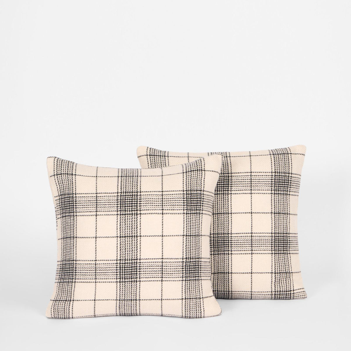 OHS Woven Check Cushion Covers 2 Pack Cases Luxury Home Decor