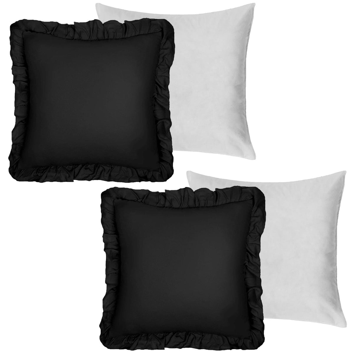OHS Frill Cushion Covers Faux Linen Soft Square Pillowcases Home Decor Multipack
