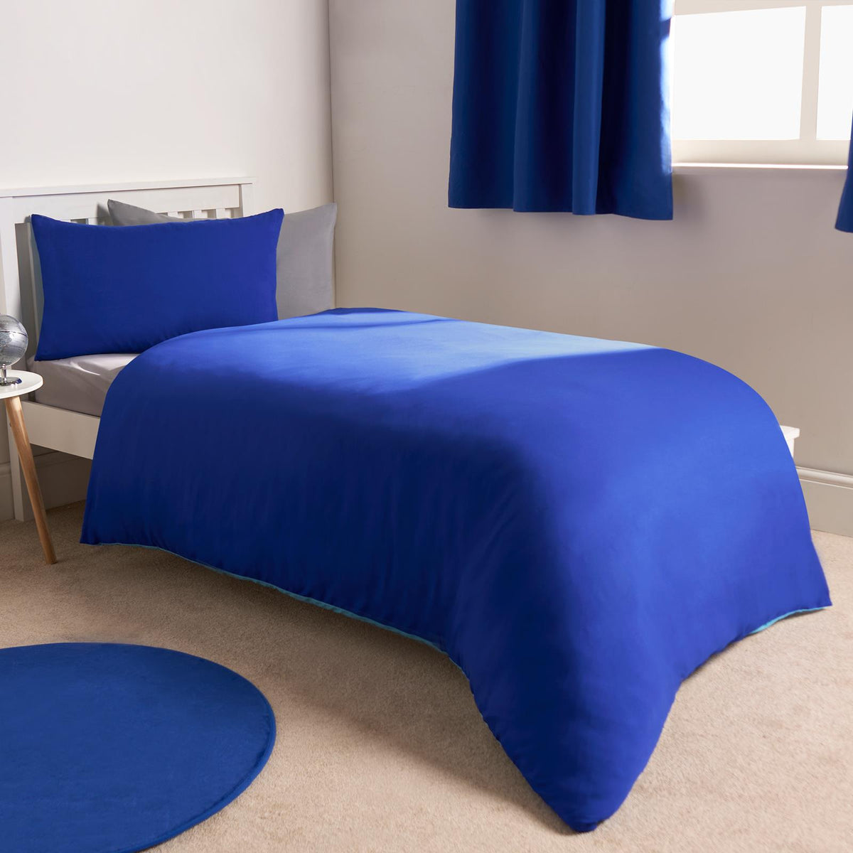 OHS Plain Duvet Cover & Pillowcase Reversible Bedding Set OR Fitted Sheet