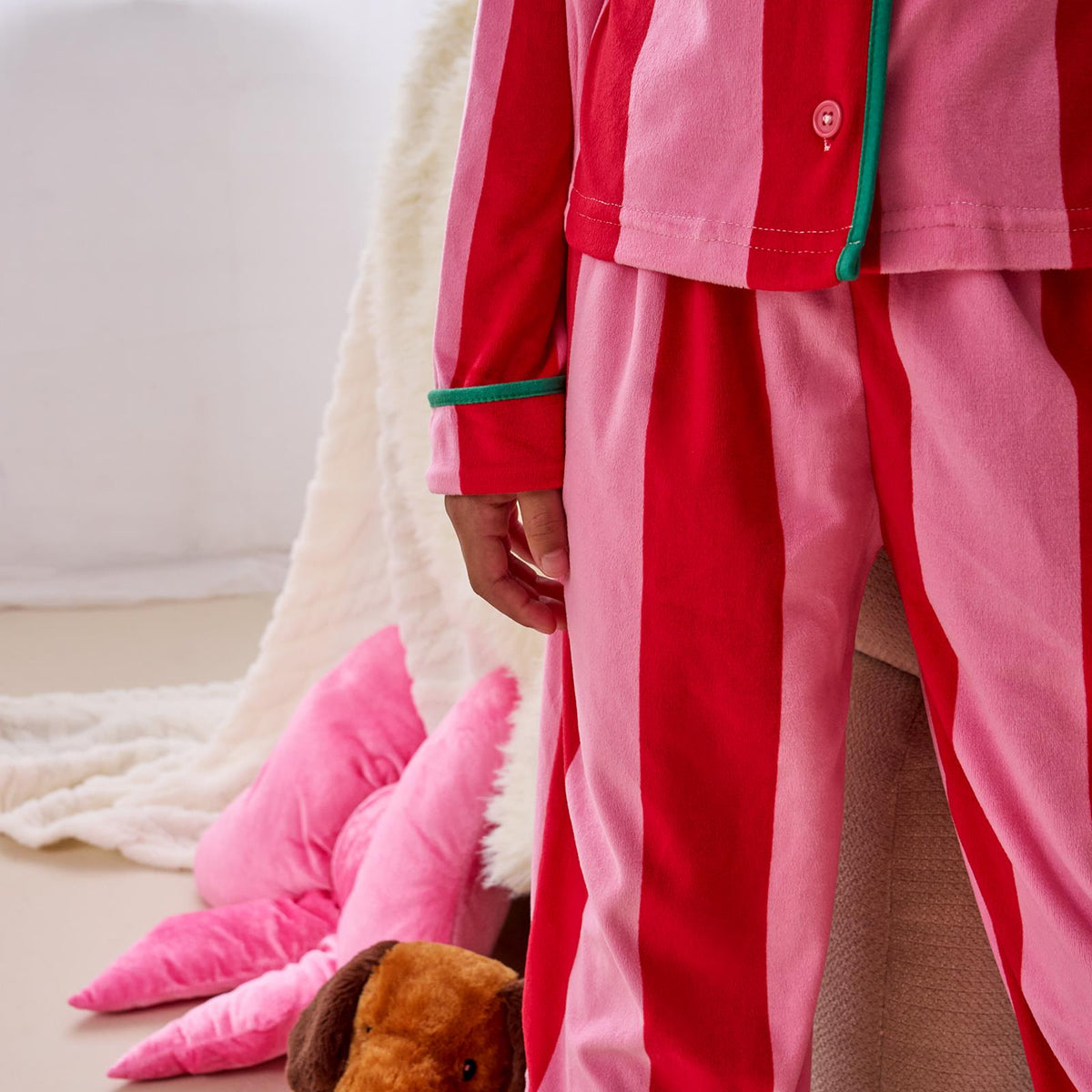 OHS Print Pyjama Set Button Through Soft Womens Kids Loungewear Nightwear