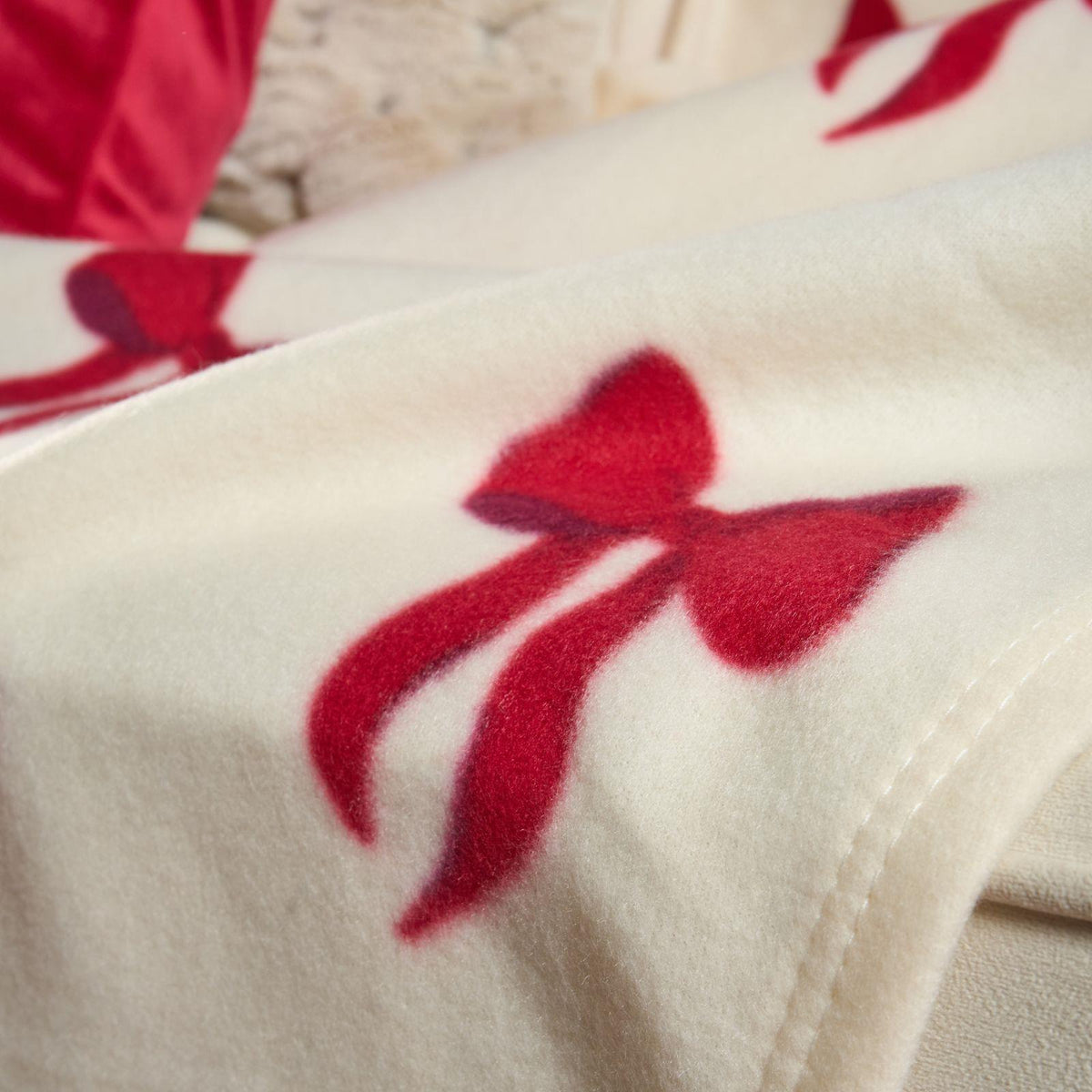 OHS Bows Throw Blanket Soft Polar Fleece Winter Thermal Bedspread Home Decor