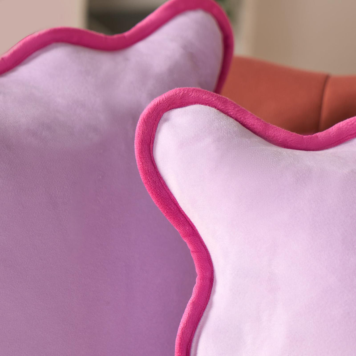 OHS Scallop Edge Cushion Covers Matte Velvet Square Pillowcases Filled Multipack