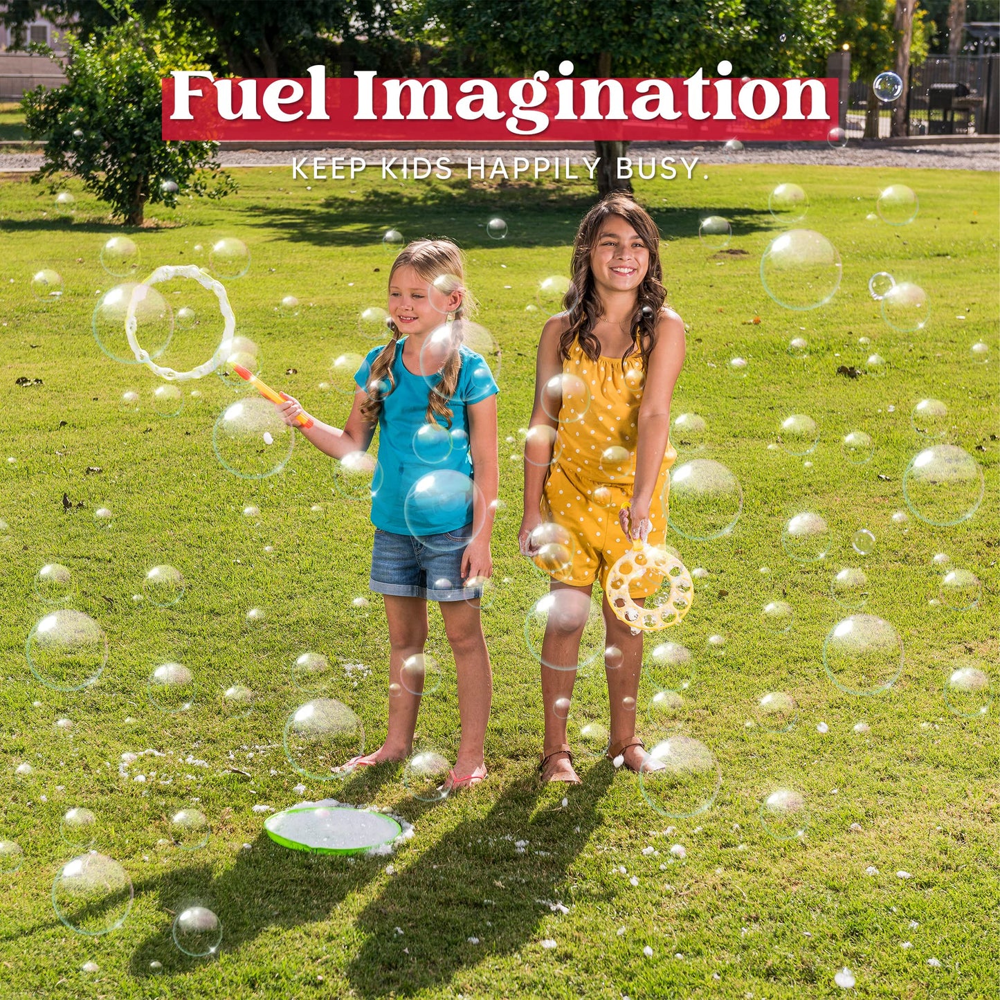 JOYIN Big Bubble Wands Set Bulk for Kids Summer Outdoor Toy Game Activity Party Favors, 18 Pcs Giant Bubble Maker with Tray, 12" Large, 6 Pcs Solution Suitable for All Age People