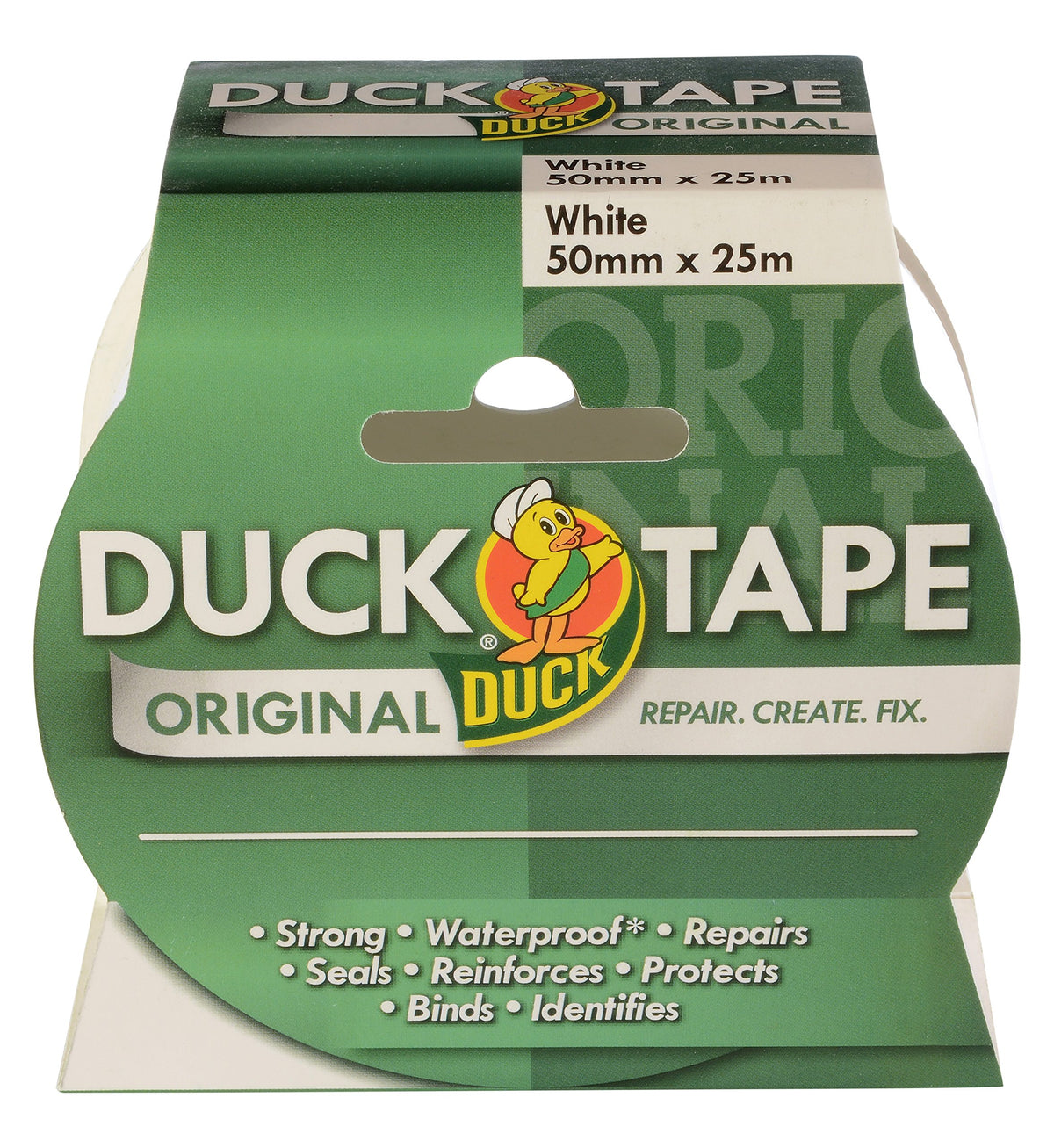 Duck Tape Original Black, 50mm x 25m. The original high strength waterproof gaffer and duct adhesive cloth repair tape