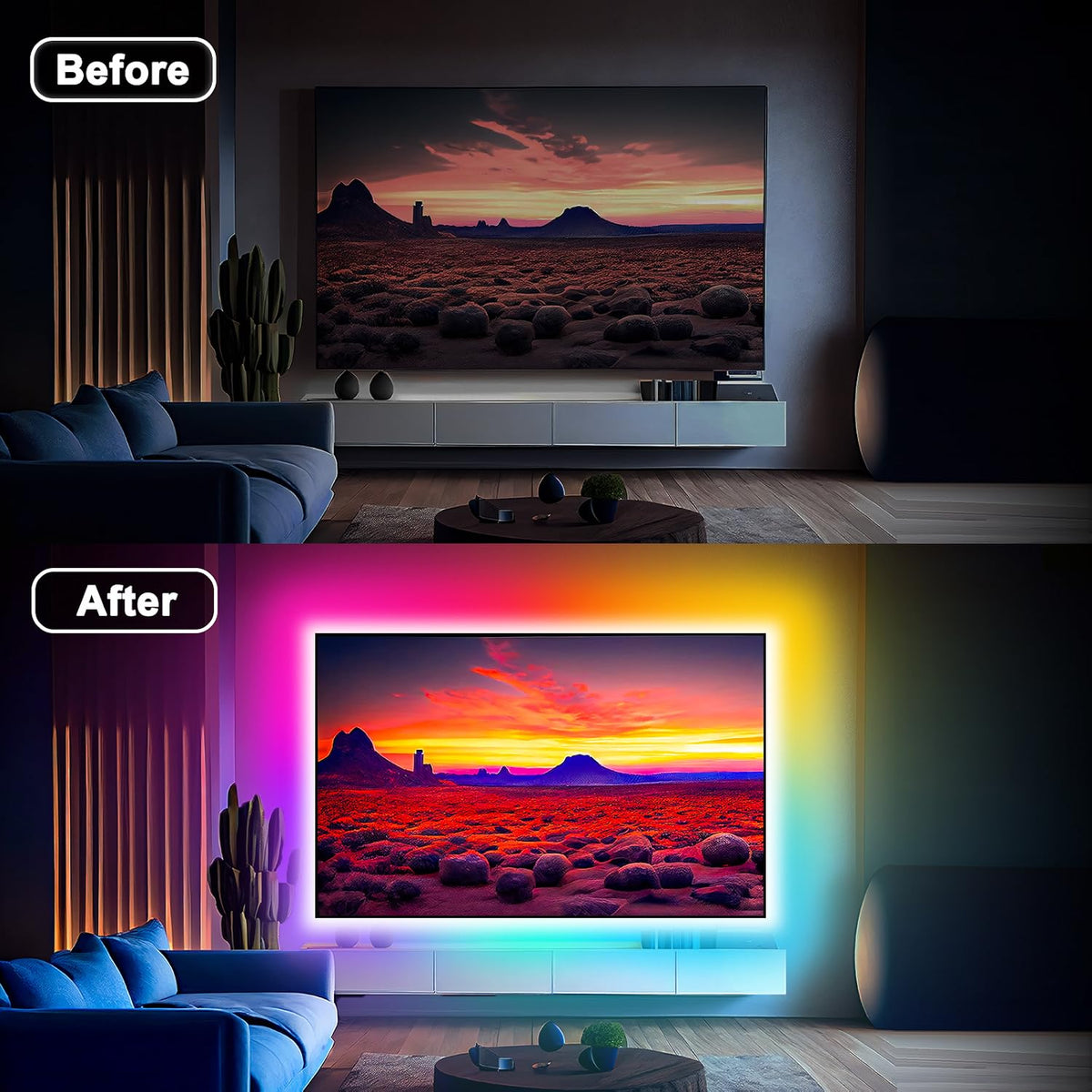 MATICOD TV LED Lights, 4M TV Lights for 45-60in TVs, Music Sync RGB TV Backlight USB LED Strip Lights with Remote and App Control for Christmas Decorations