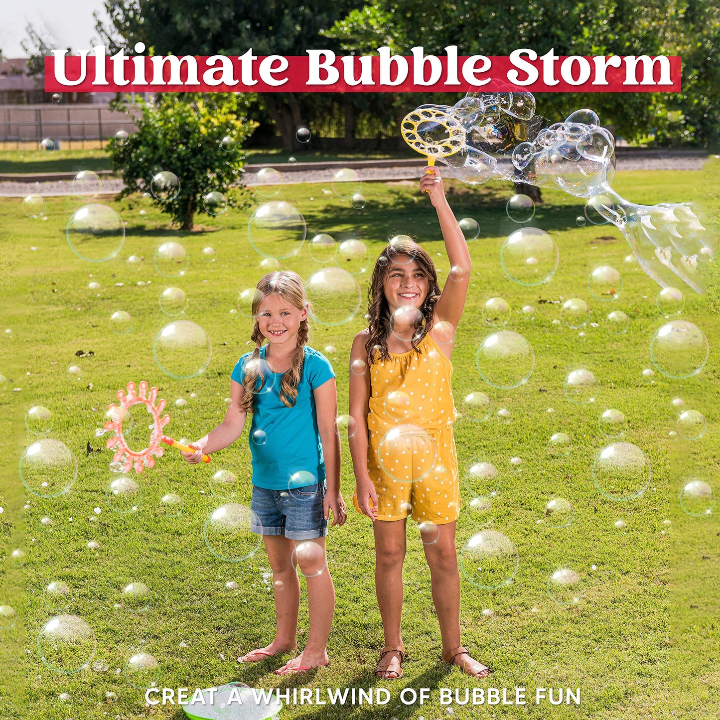 JOYIN Big Bubble Wands Set Bulk for Kids Summer Outdoor Toy Game Activity Party Favors, 18 Pcs Giant Bubble Maker with Tray, 12" Large, 6 Pcs Solution Suitable for All Age People