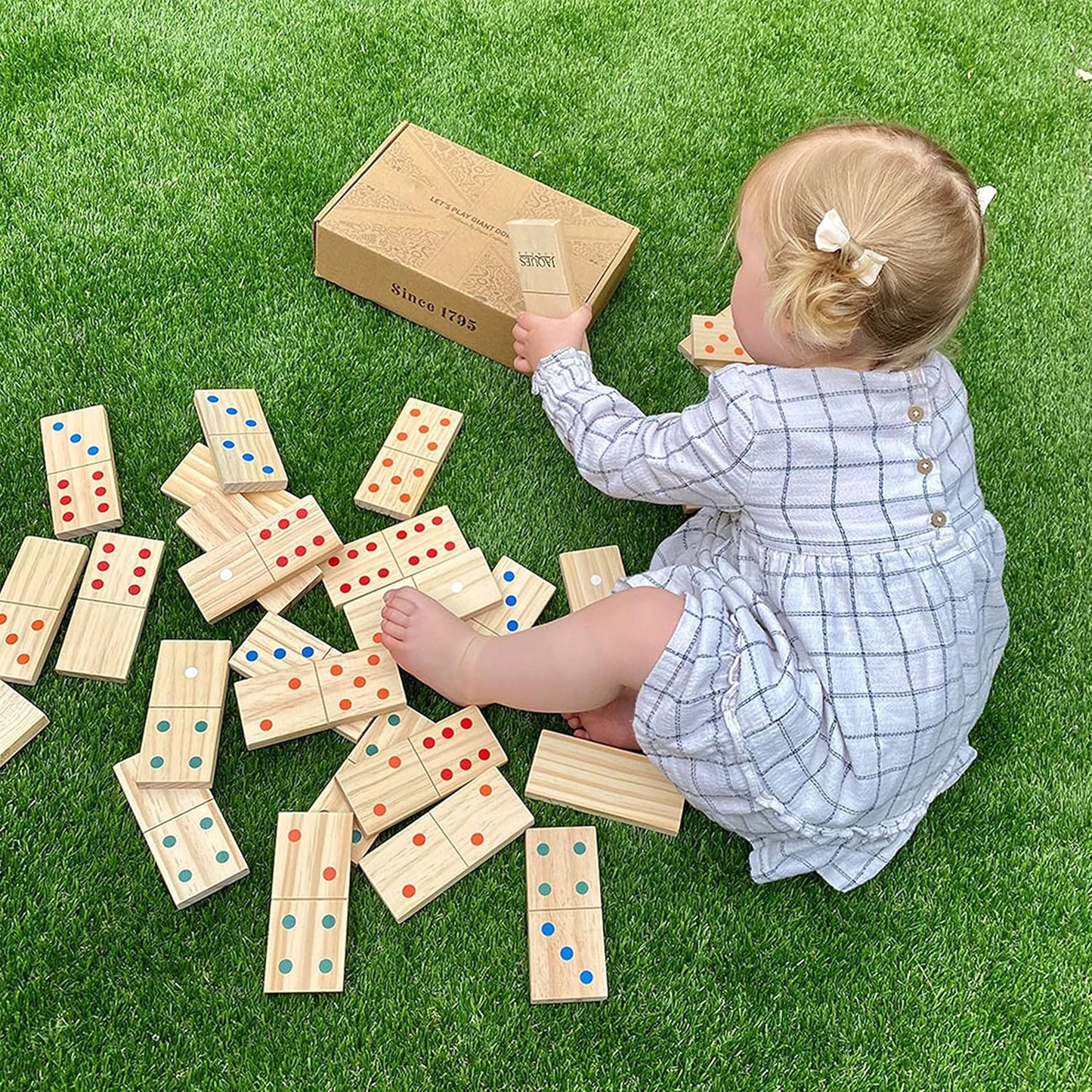 Jaques of London Wooden Giant Dominoes | Garden Games for Kids | Dominoes for Children | Outdoor Games | Since 1795
