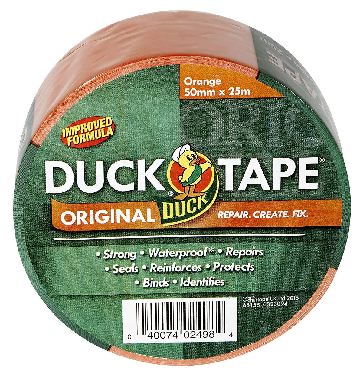 Duck Tape Original White Duct Tape, 50mm x 25m Heavy Duty, Waterproof Gaffer, Gaffa Sticky Tape, Strong Adhesive Cloth Repair Tape, Suitable for Packing boxes, Moving House, Parcels or Packaging