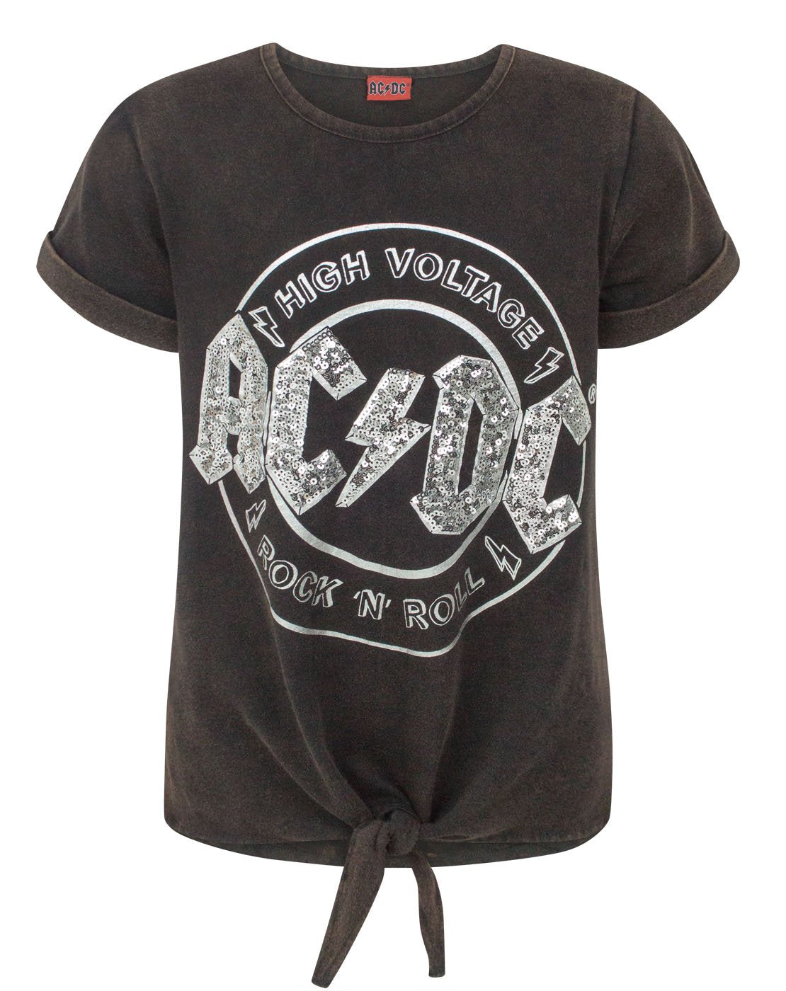 AC/DC Short Sleeved T-Shirt | Girls Grey | Official Merch