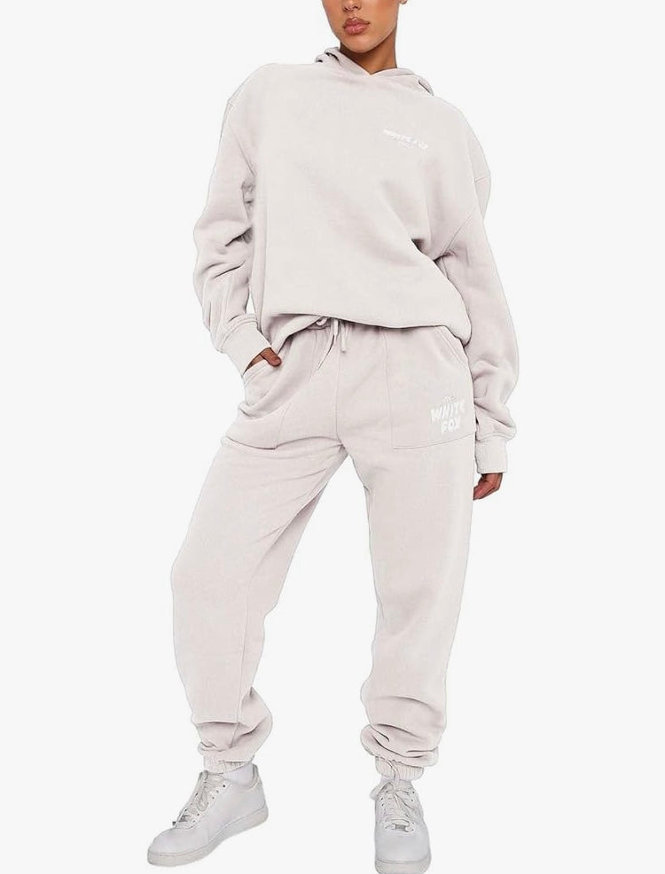 White Fox Tracksuit Womens Full Set 2 Piece Outfits Lounge Wear Sets