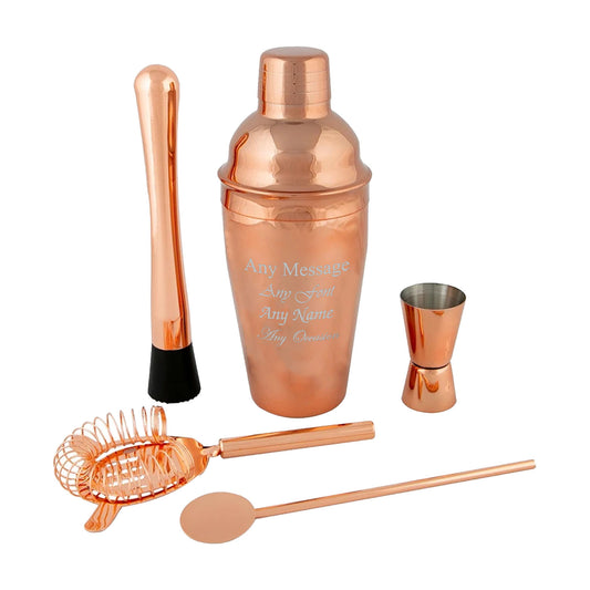 Engraved Rose Gold 5 Piece Cocktail Shaker Set Image 1