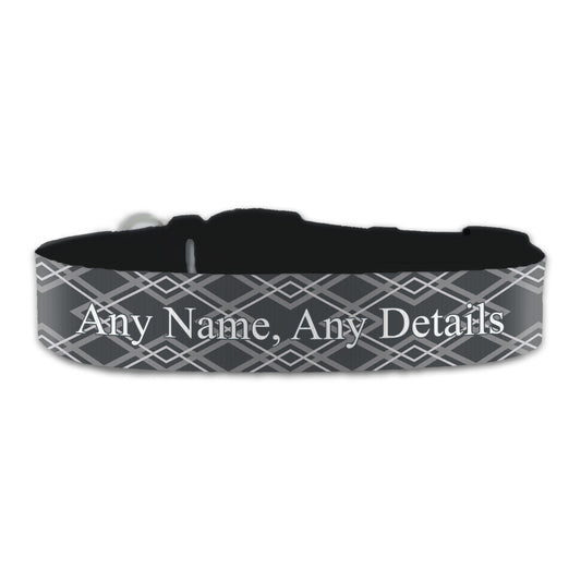 Personalised Large Dog Collar with Dark Deco Background Image 1