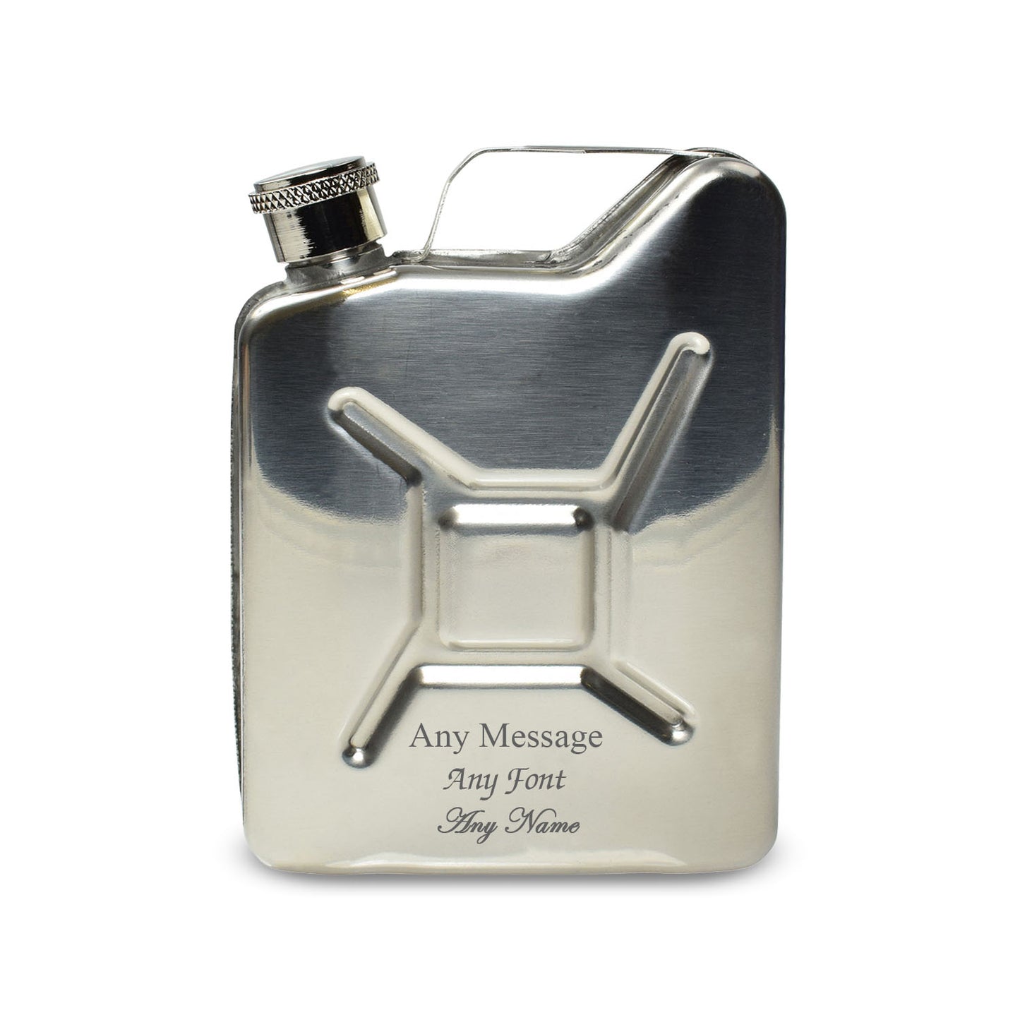 Engraved Silver Jerry Can Hip Flask Image 2