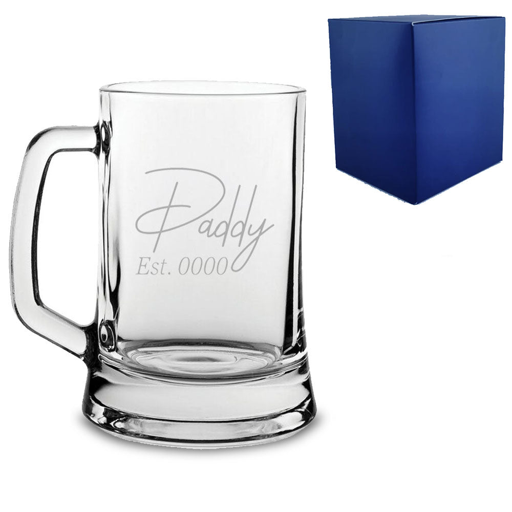 Engraved Beer Mug with Daddy Est. Date design Image 2