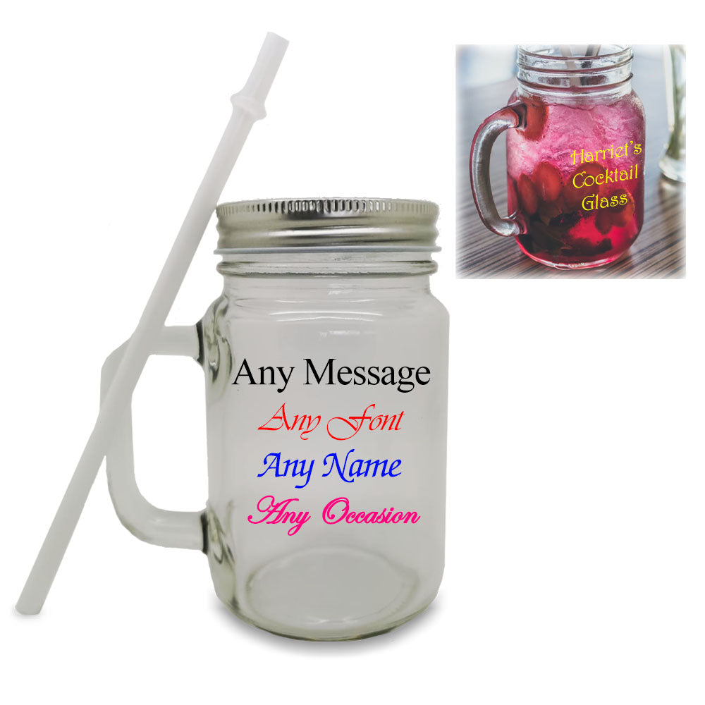 Colour Printed Mason Jar, Personalise with Any Message Image 1