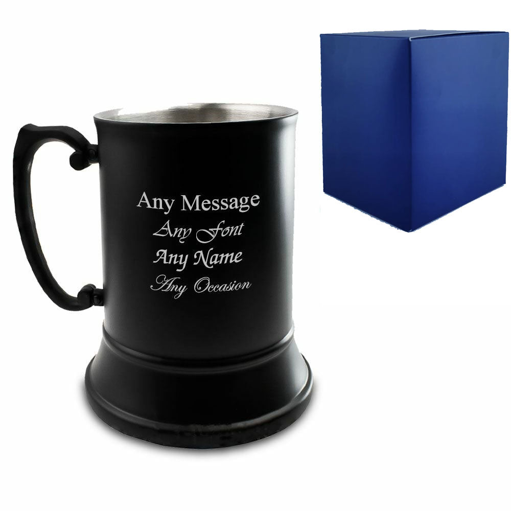 Engraved Black Metal Tankard with Gift Box Image 1