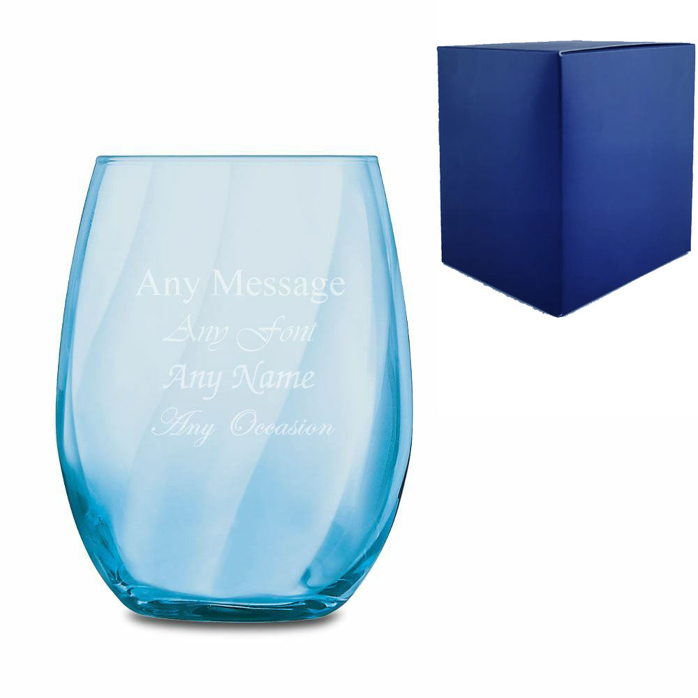 Engraved Blue Arpege Tumbler Cocktail Glass Image 2