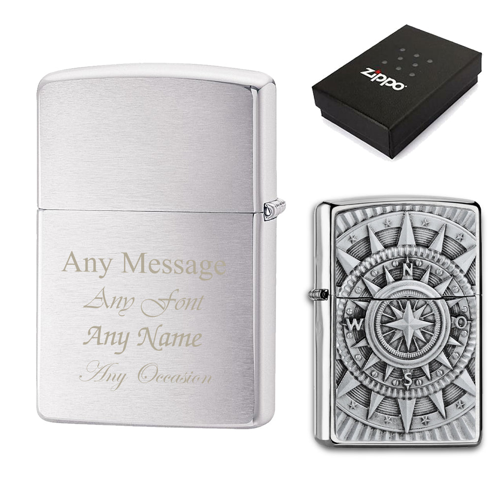 Engraved Compass Emblem Official Zippo Windproof Lighter Image 1