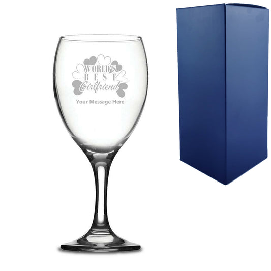 Engraved Wine Glass with World's Best Girlfriend Design Image 1