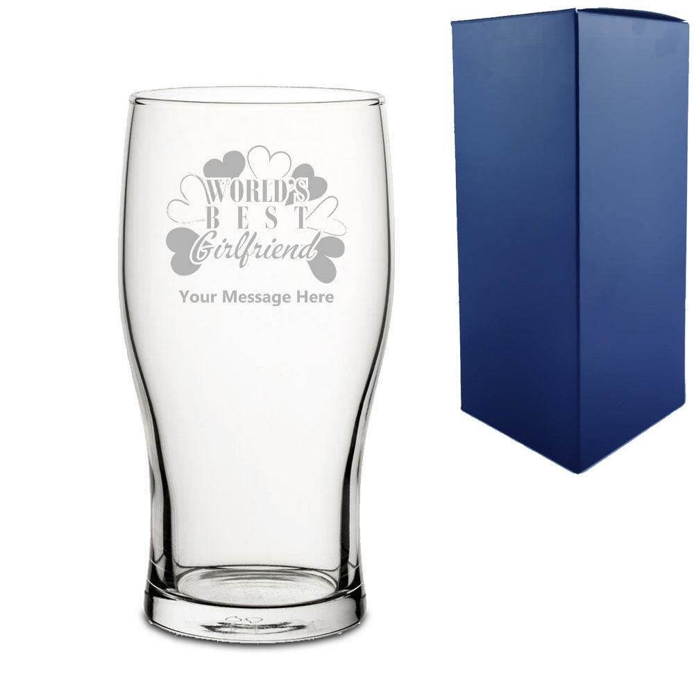 Engraved Pint Glass with World's Best Girlfriend Design Image 1