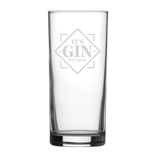 It's Gin O'Clock - Engraved Novelty Hiball Glass Image 1