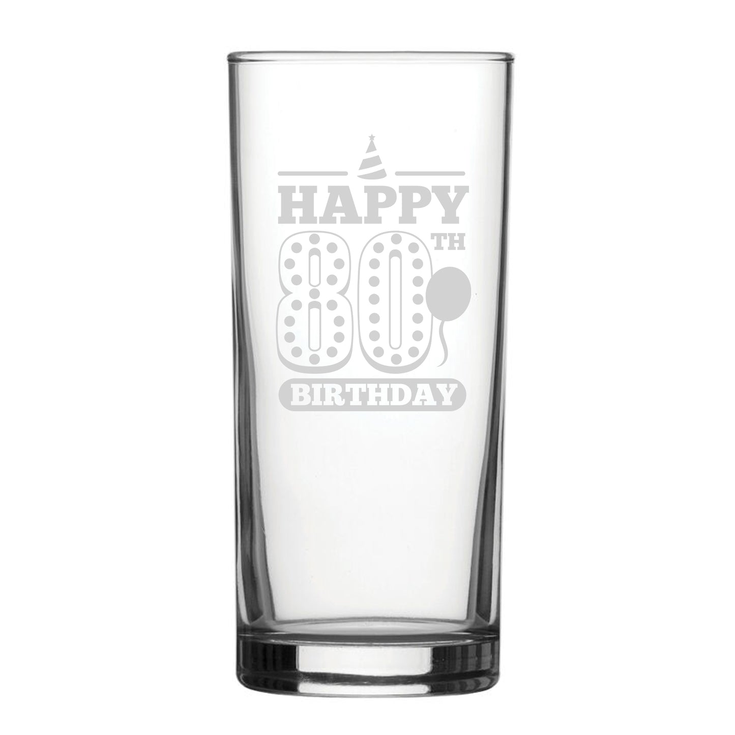 Happy 80th Birthday - Engraved Novelty Hiball Glass Image 2