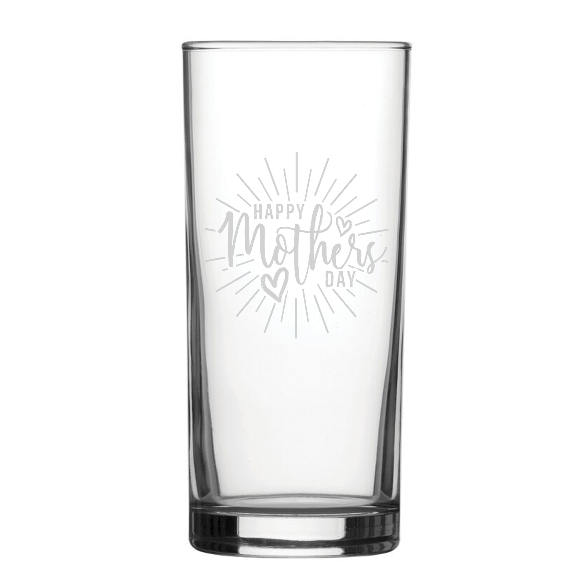 Happy Mothers Day Burst Design - Engraved Novelty Hiball Glass Image 2