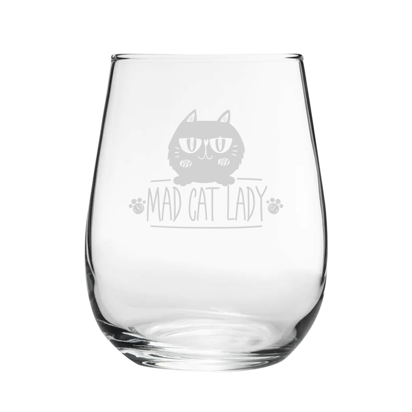 Mad Cat Lady - Engraved Novelty Stemless Wine Gin Tumbler Image 1