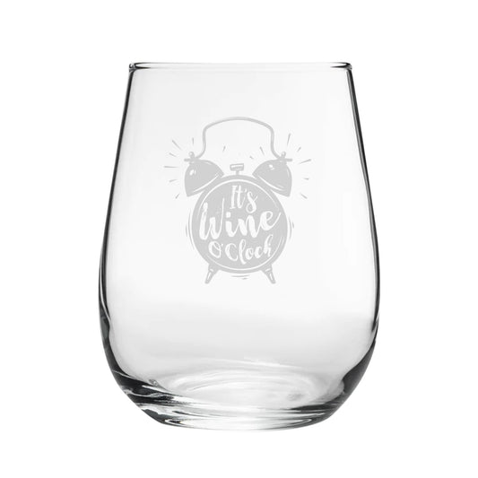 It's Wine O'Clock - Engraved Novelty Stemless Wine Tumbler Image 1