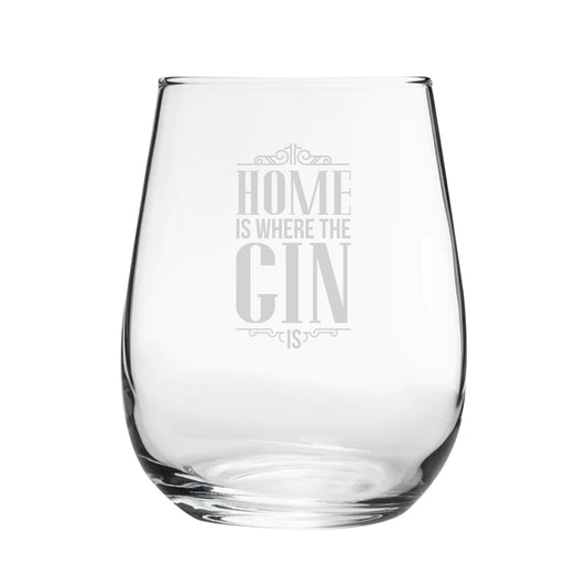 Home Is Where The Gin Is - Engraved Novelty Stemless Gin Tumbler Image 1