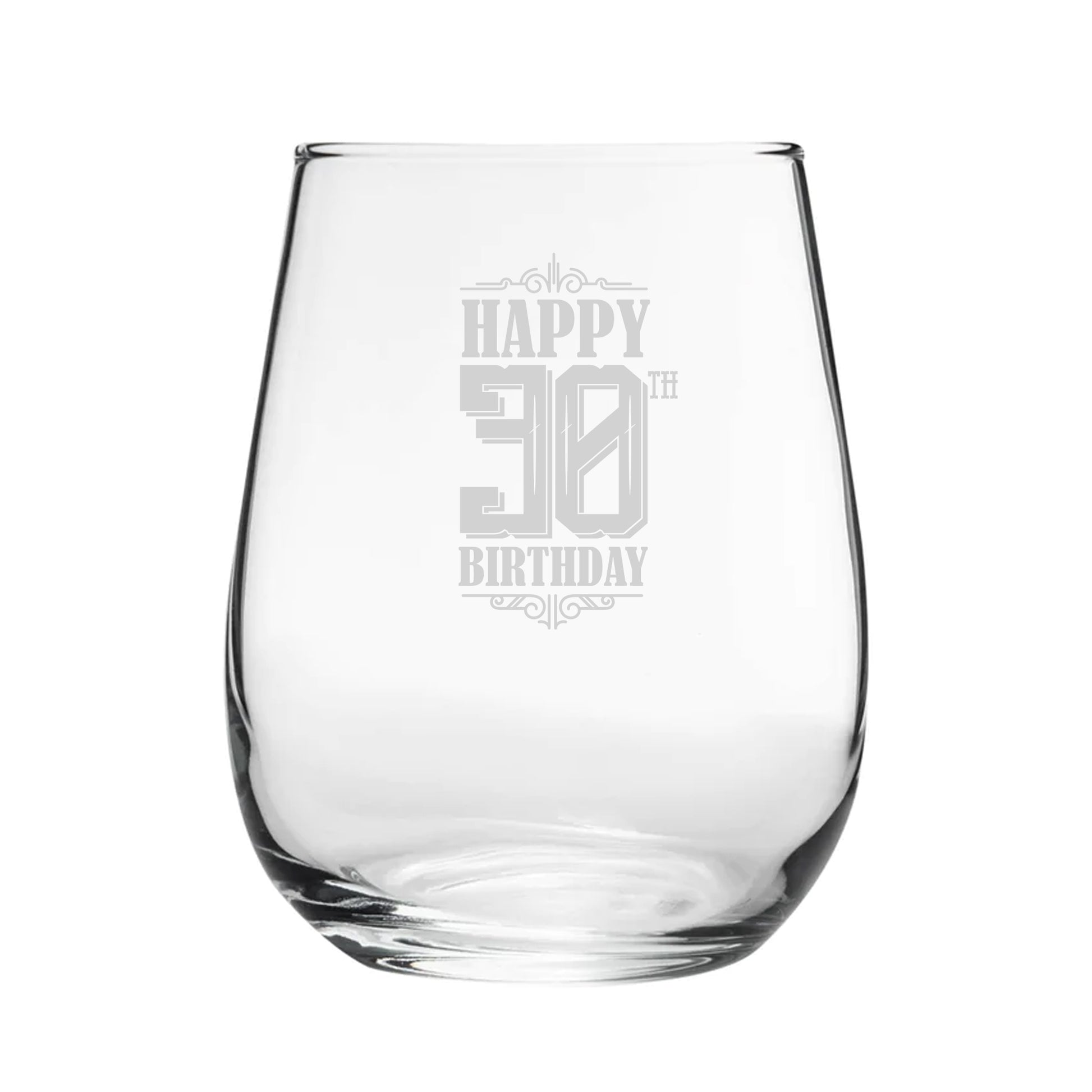 Happy 30th Birthday - Engraved Novelty Stemless Wine Gin Tumbler Image 2