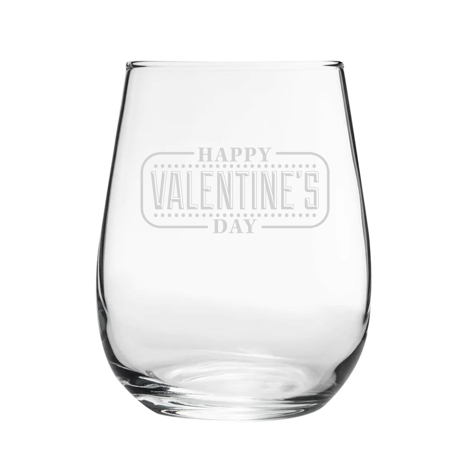 Happy Valentine's Day Bordered Design - Engraved Novelty Stemless Wine Gin Tumbler Image 2