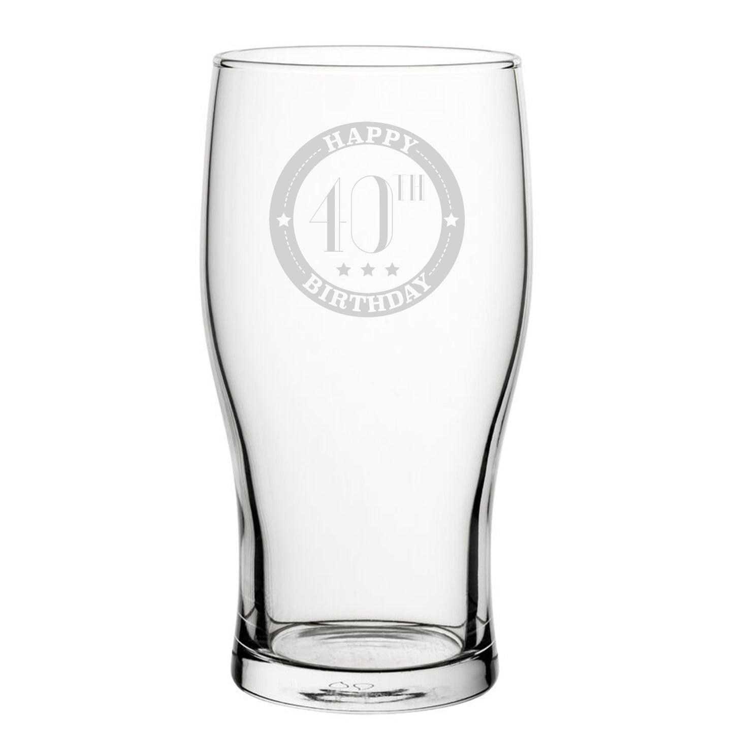 Happy 40th Birthday - Engraved Novelty Tulip Pint Glass Image 2